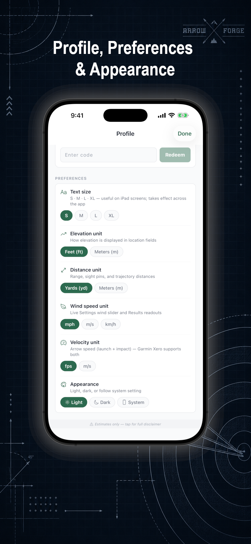 Profile and preferences